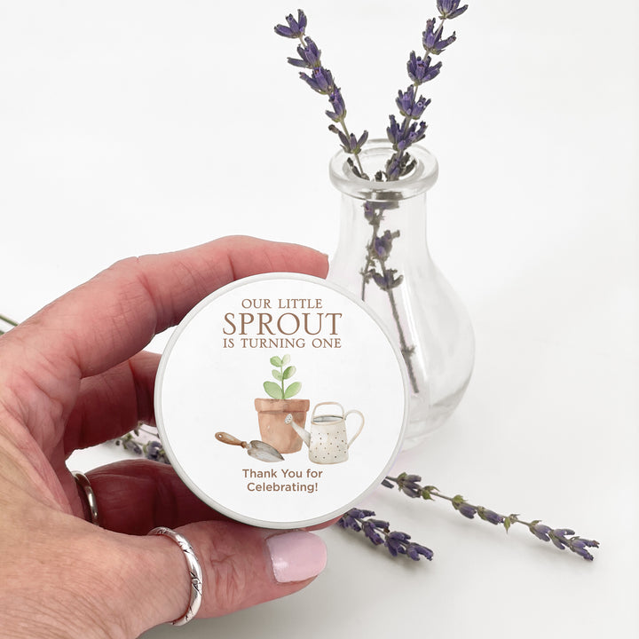 Little Sprout Birthday, Our Little Sprout is Turning One, 2oz Mini Lavender Candles