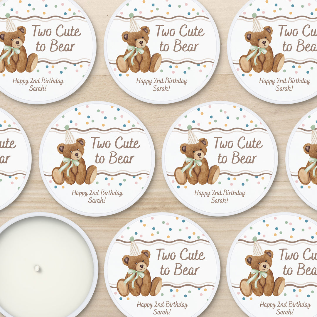 Bear Birthday, Beary 1st Birthday, Two Cute to Bear, 2oz Mini Lavender Candles