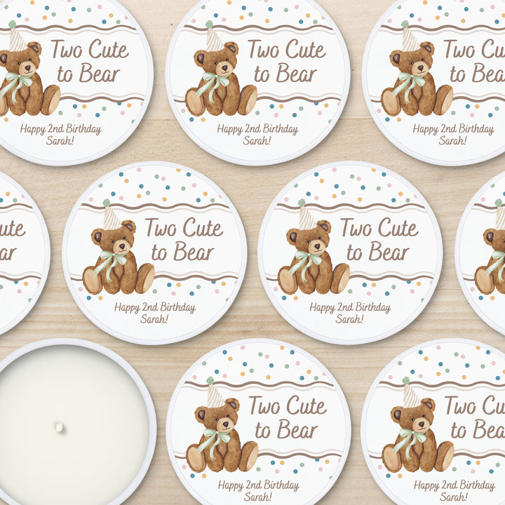 Bear Birthday, Beary 1st Birthday, Two Cute to Bear, 2oz Mini Lavender Candles