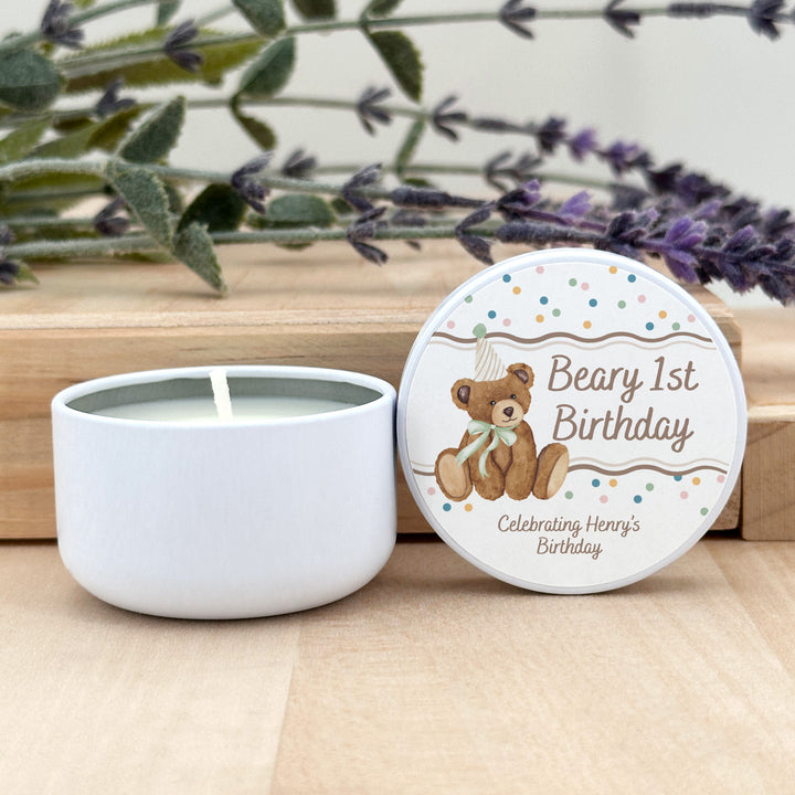 Bear Birthday, Beary 1st Birthday, Two Cute to Bear, 2oz Mini Lavender Candles