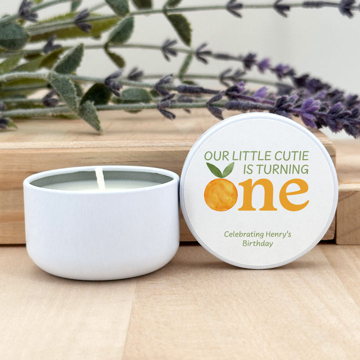 Little Cutie Birthday, Our Little Cutie is Turning One, 2oz Mini Lavender Candles