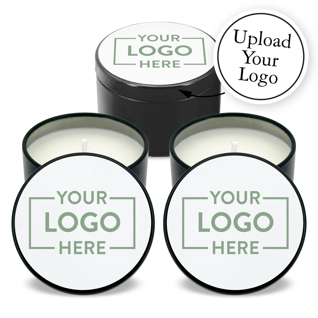 Bulk Candles, Promotional Product, Bulk with Your Logo, Customized, 2oz Mini Lavender Black Candles