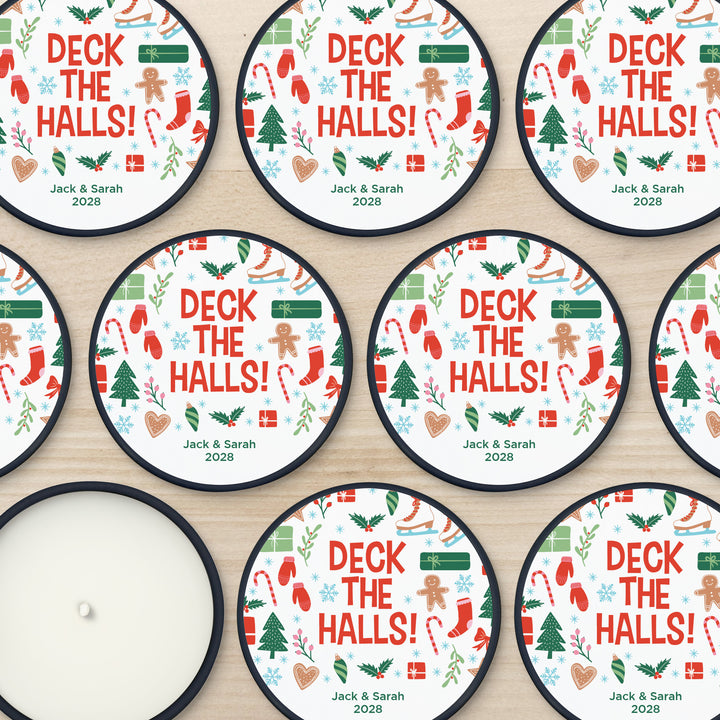 Custom Candles, Candle Favors, Unique Stocking Stuffers, Christmas Pattern, 2oz Mini Lavender Candles
