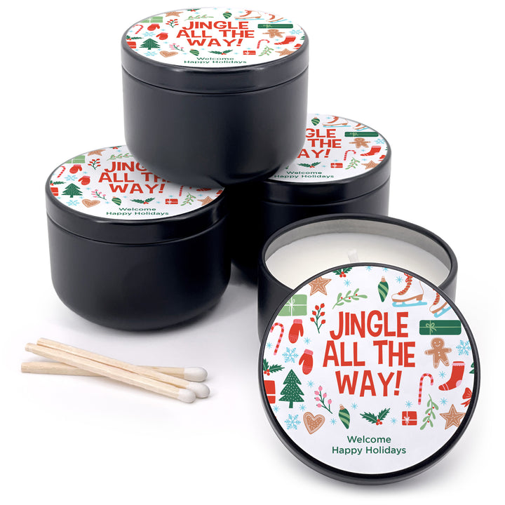 Custom Candles, Candle Favors, Unique Stocking Stuffers, Christmas Pattern, 2oz Mini Lavender Candles