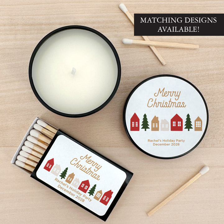 Custom Candles, Candle Favors, Unique Stocking Stuffers, Christmas Village, 2oz Mini Lavender Candles