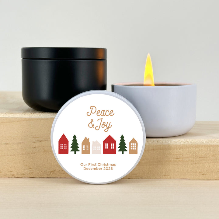 Custom Candles, Candle Favors, Unique Stocking Stuffers, Christmas Village, 2oz Mini Lavender Candles