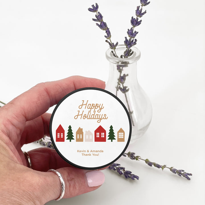 Custom Candles, Candle Favors, Unique Stocking Stuffers, Christmas Village, 2oz Mini Lavender Candles