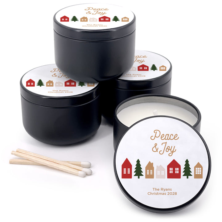 Custom Candles, Candle Favors, Unique Stocking Stuffers, Christmas Village, 2oz Mini Lavender Candles