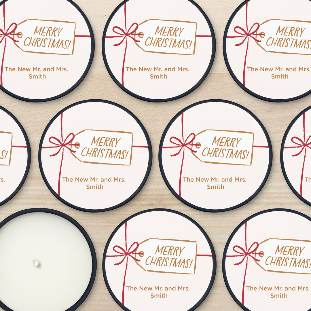 Custom Candles, Candle Favors, Unique Stocking Stuffers, Ribbon Bow Gift Tag, 2oz Mini Lavender Candles