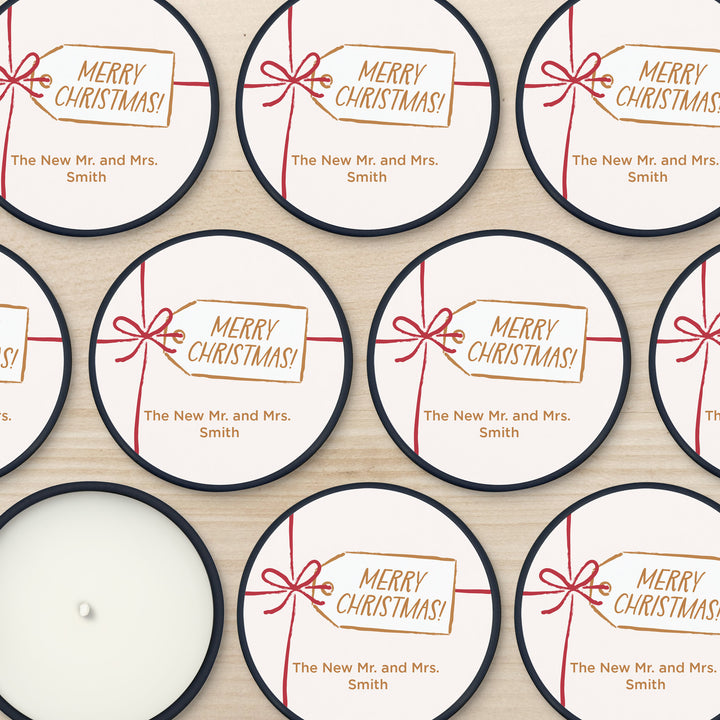 Custom Candles, Candle Favors, Unique Stocking Stuffers, Ribbon Bow Gift Tag, 2oz Mini Lavender Candles