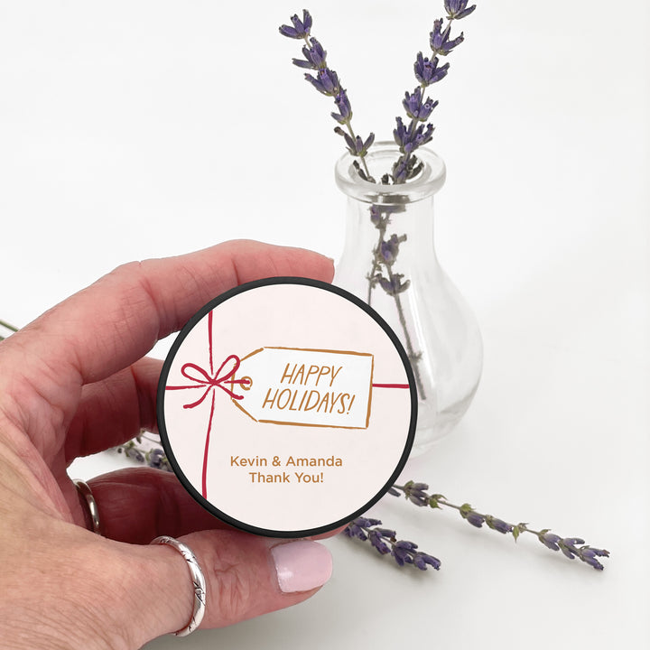 Custom Candles, Candle Favors, Unique Stocking Stuffers, Ribbon Bow Gift Tag, 2oz Mini Lavender Candles