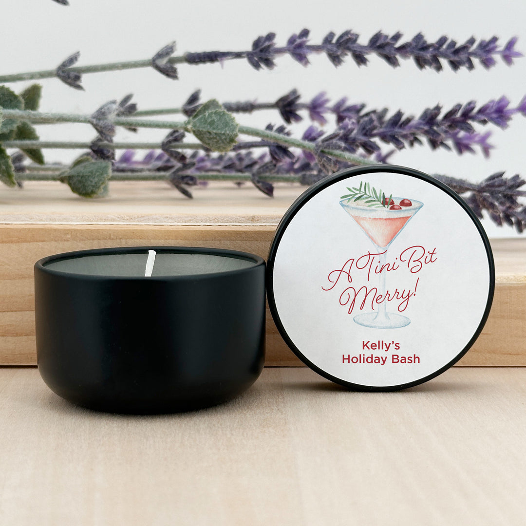 Watercolor Holiday Cocktail 2oz Mini Lavender Candles