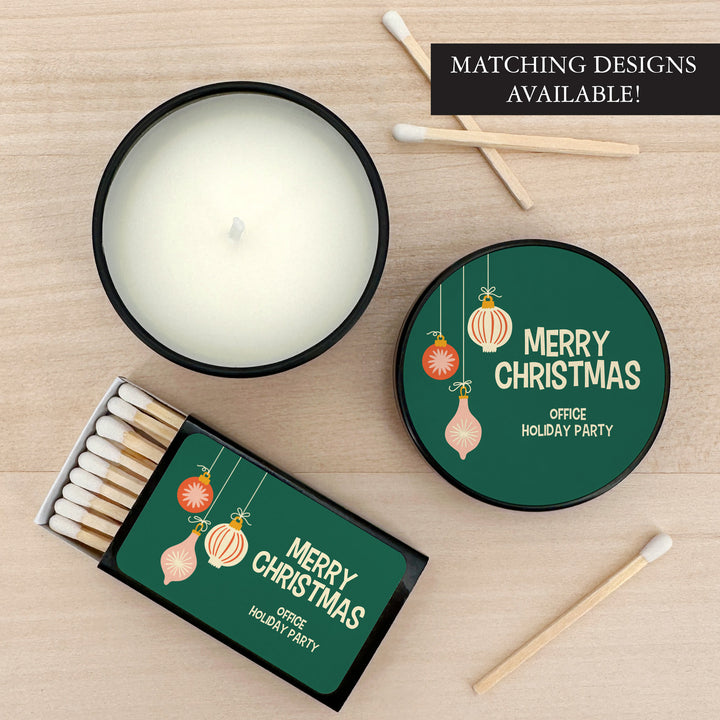 Holiday Party Favors, Custom Christmas Candle Favors, Mid-Century Christmas Candles, 2oz Mini Lavender Candles