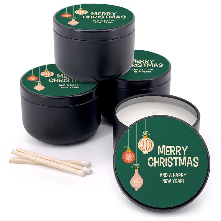 Holiday Party Favors, Custom Christmas Candle Favors, Mid-Century Christmas Candles, 2oz Mini Lavender Candles