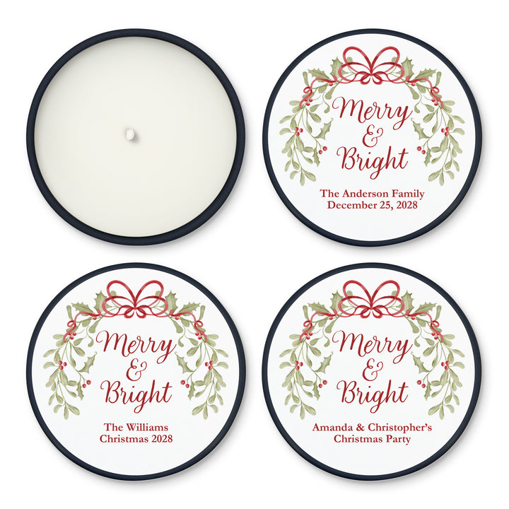 Merry & Bright, Mistletoe & Bows 2oz Mini Lavender Candles