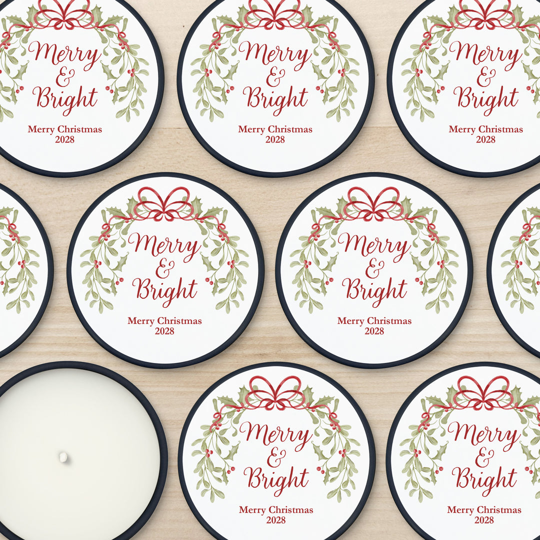 Merry & Bright, Mistletoe & Bows 2oz Mini Lavender Candles