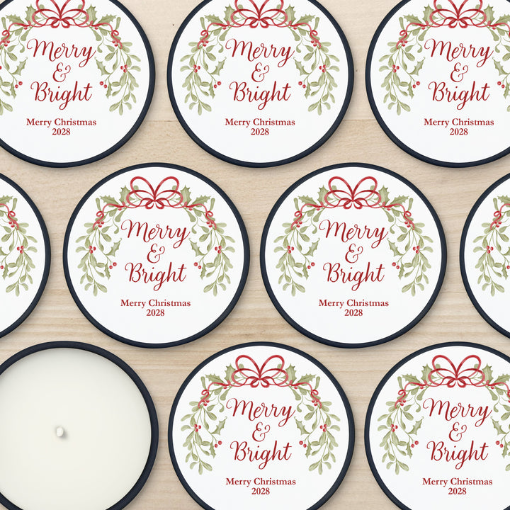 Merry & Bright, Mistletoe & Bows 2oz Mini Lavender Candles