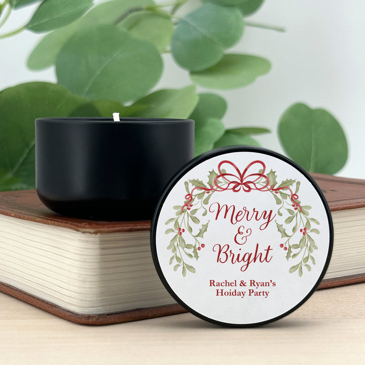Merry & Bright, Mistletoe & Bows 2oz Mini Lavender Candles