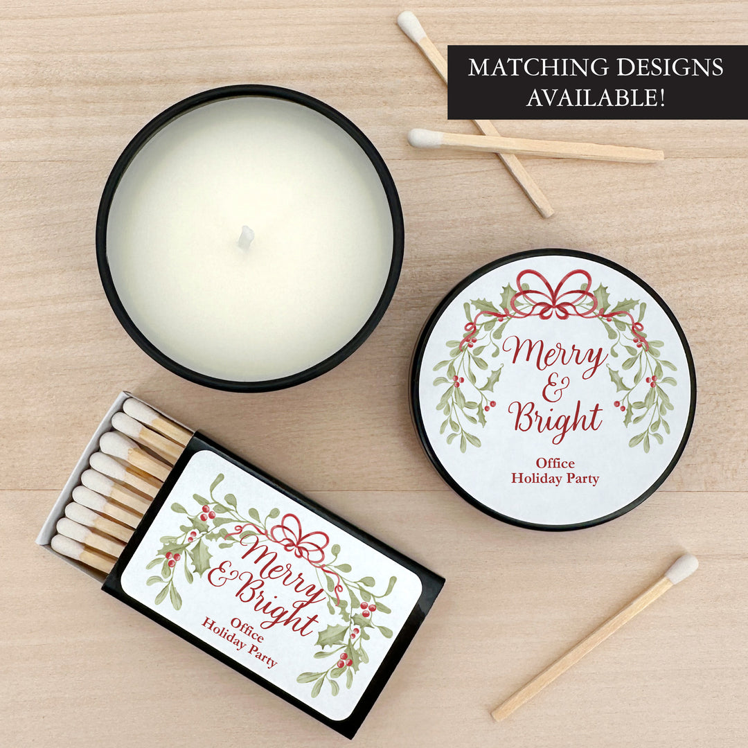 Merry & Bright, Mistletoe & Bows 2oz Mini Lavender Candles