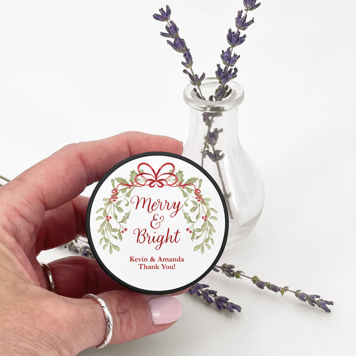 Merry & Bright, Mistletoe & Bows 2oz Mini Lavender Candles