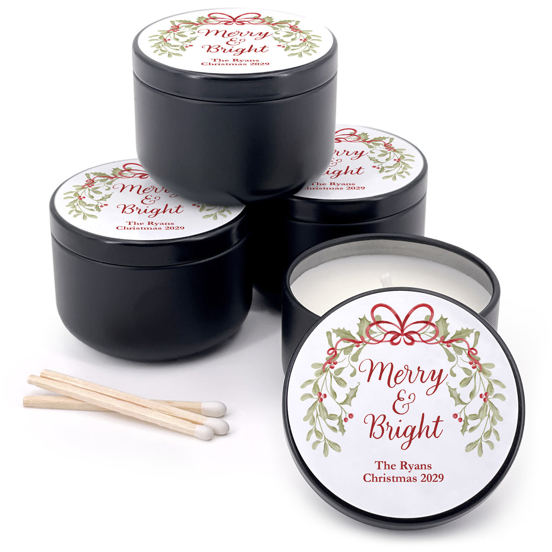 Merry & Bright, Mistletoe & Bows 2oz Mini Lavender Candles