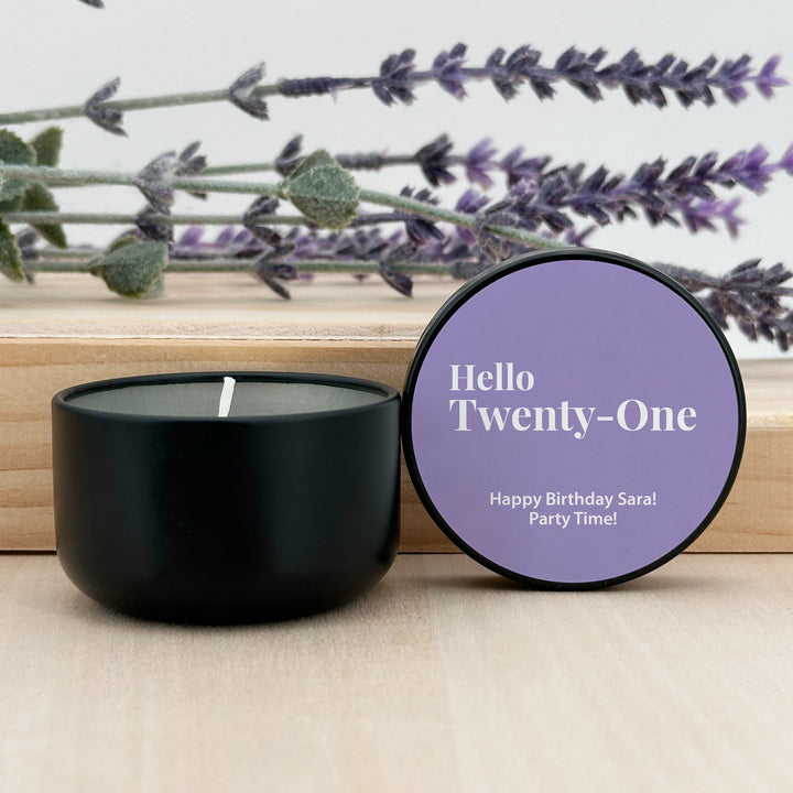 Custom Candles, Birthday Party Candle Favors, Unique Party Favors, Hello Number, 2oz Mini Lavender Candles