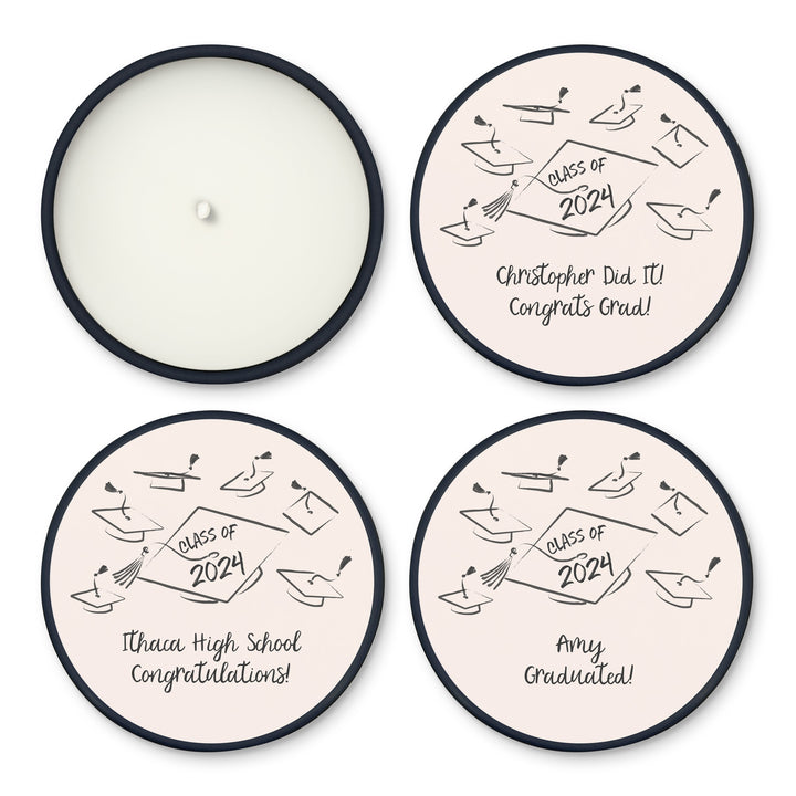Unique Graduation Favors, Personalized Candles, Grad Party Favors, Hand Drawn Cap Mortarboard Sketch, 2oz Mini Lavender Candles