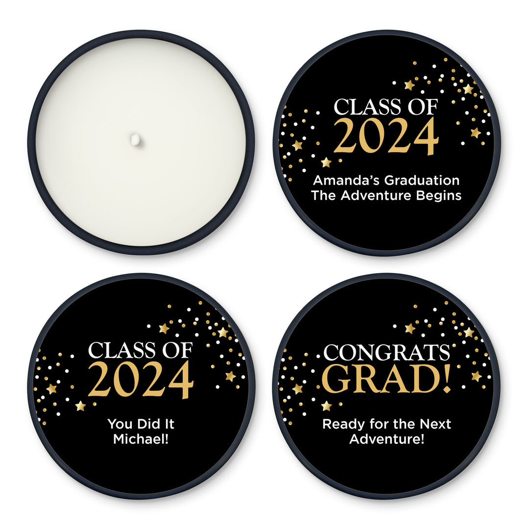 Unique Graduation Favors, Personalized Candles, Grad Party Favors, Congrats Grad Confetti Stars, 2oz Mini Lavender Candles