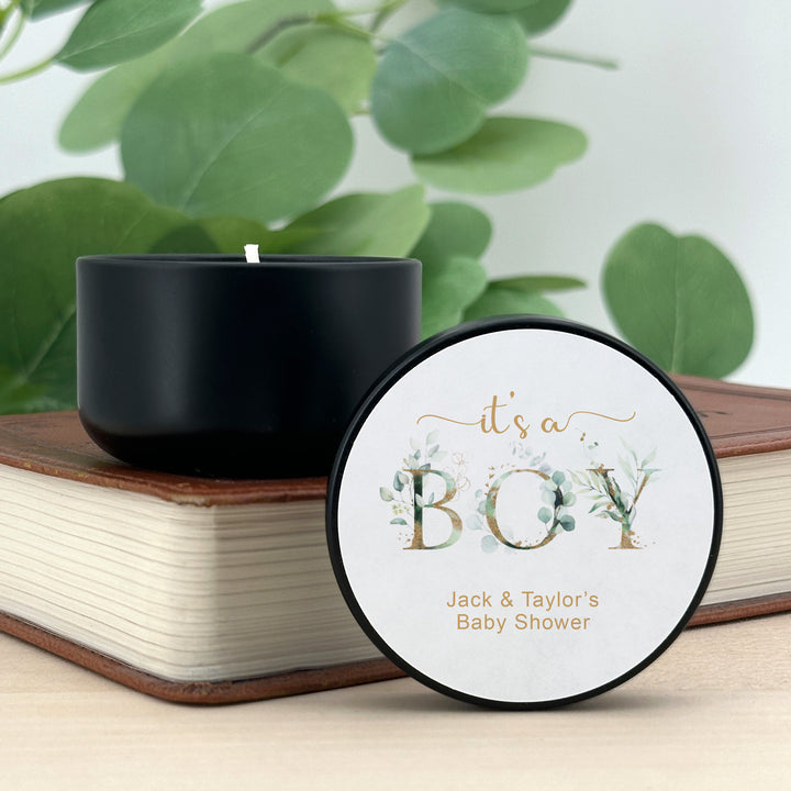 Personalized Candles, Candle Favors, Unique Baby Shower Favors, It's a Boy, 2oz Mini Lavender Candles