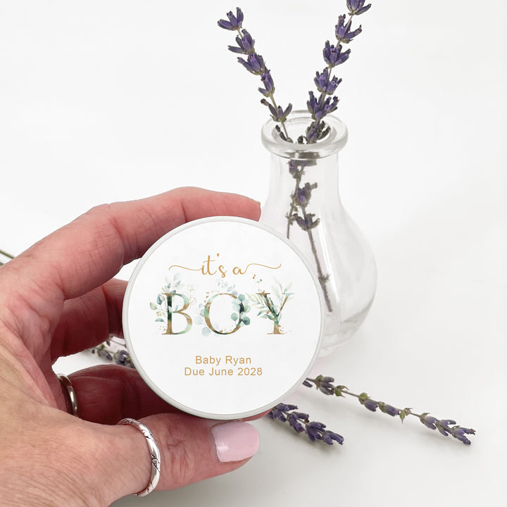 Personalized Candles, Candle Favors, Unique Baby Shower Favors, It's a Boy, 2oz Mini Lavender Candles