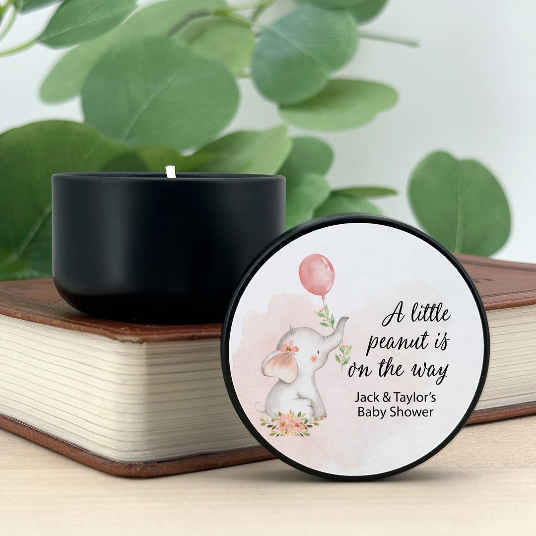 Personalized Candles, Baby Shower Candle Favors, Pink Elephant, 2oz Mini Lavender Candles