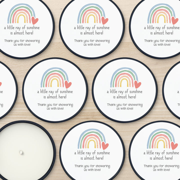 Custom Candles, Baby Shower Candle Favors, Rainbow Heart, 2oz Mini Lavender Candles