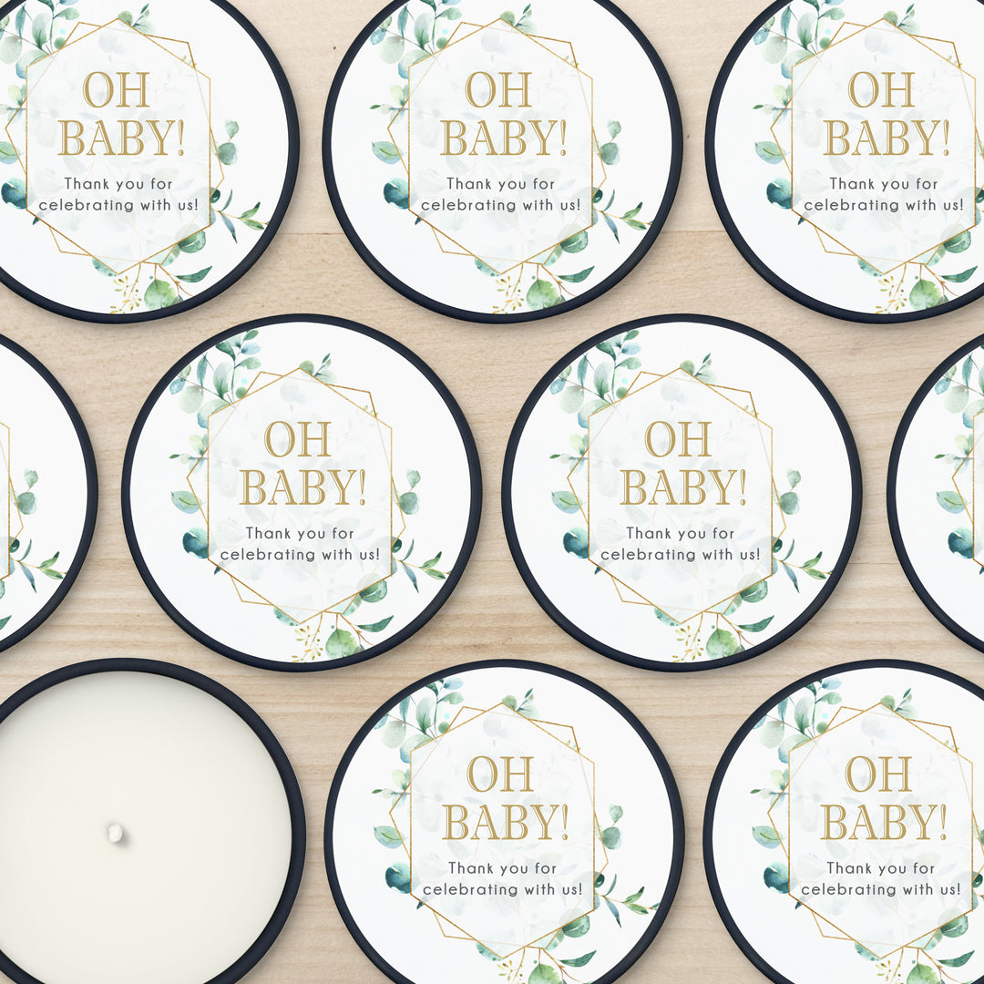 Custom Candles, Baby Shower Candle Favors, Baby Geometric Wreath, 2oz Mini Lavender Candles