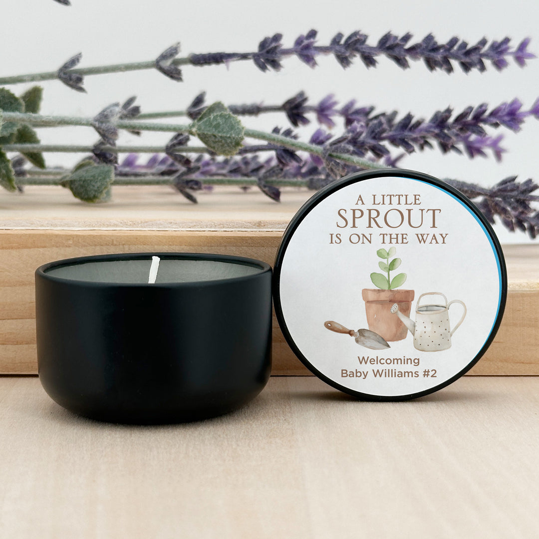 A Little Sprout is on the Way, 2oz Mini Lavender Candles