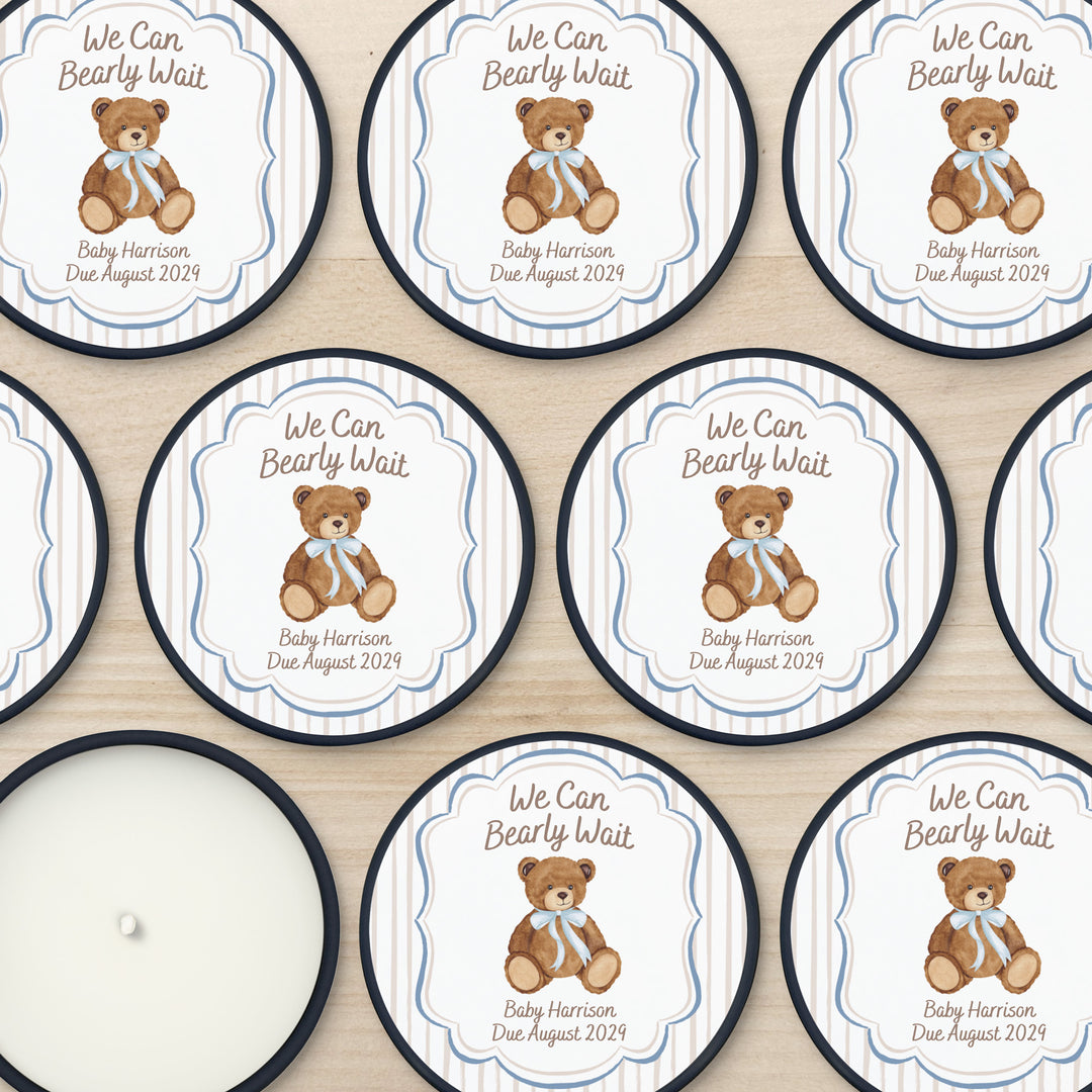 We Can Bearly Wait, Watercolor Bear, 2oz Mini Lavender Candles