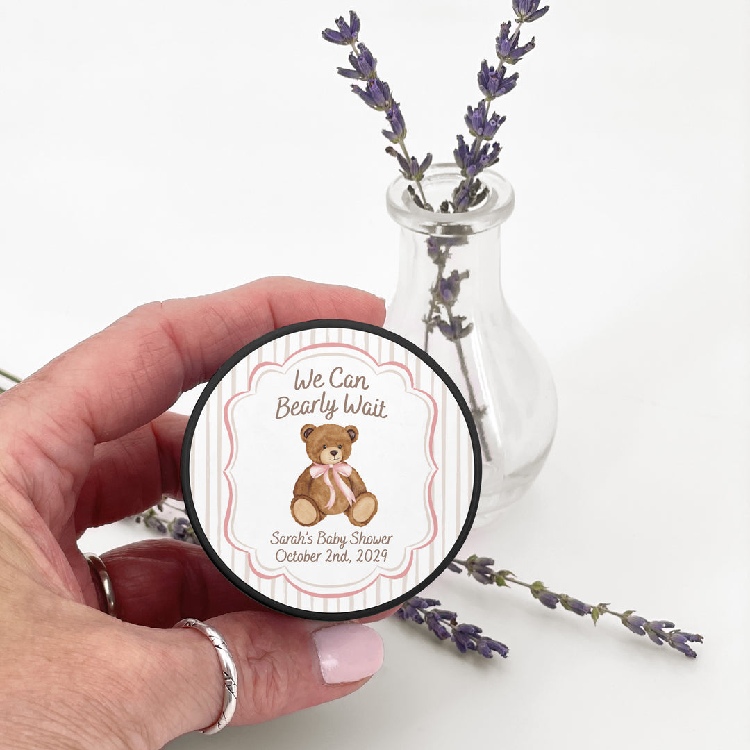 We Can Bearly Wait, Watercolor Bear, 2oz Mini Lavender Candles