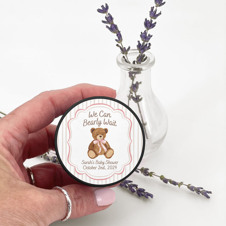 We Can Bearly Wait, Watercolor Bear, 2oz Mini Lavender Candles