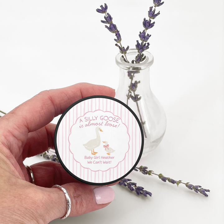 A Silly Goose is Almost Loose, Baby Shower Candle Favors, 2oz Mini Lavender Candles