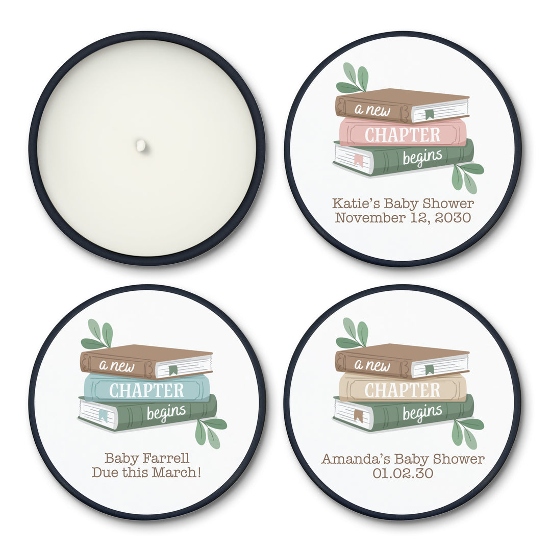 A New Chapter Begins, Book Themed Baby Shower, Baby Shower Candle Favors, 2 oz Lavender Soy Candle