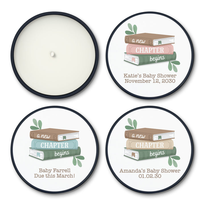 A New Chapter Begins, Book Themed Baby Shower, Baby Shower Candle Favors, 2 oz Lavender Soy Candle