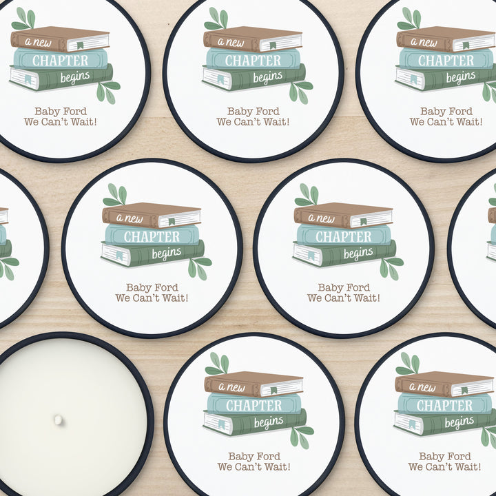 A New Chapter Begins, Book Themed Baby Shower, Baby Shower Candle Favors, 2 oz Lavender Soy Candle