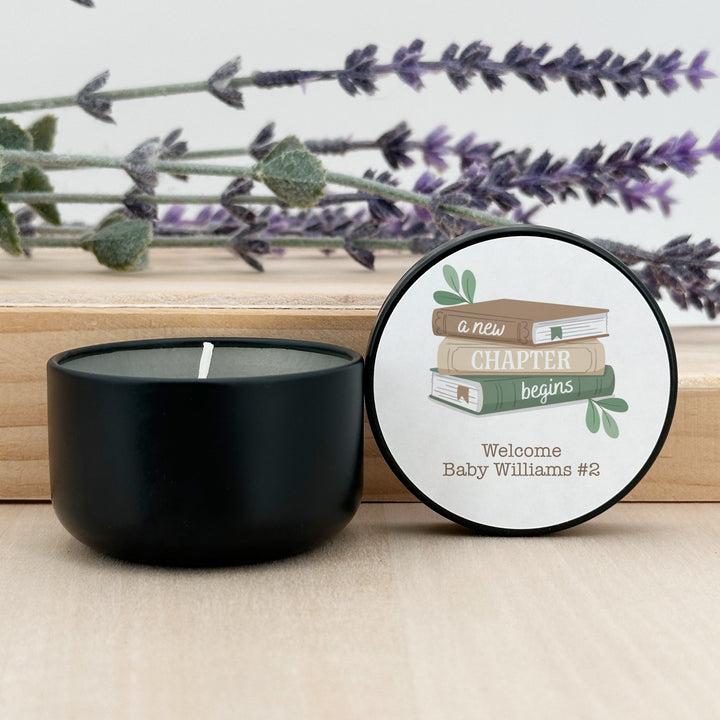 A New Chapter Begins, Book Themed Baby Shower, Baby Shower Candle Favors, 2 oz Lavender Soy Candle