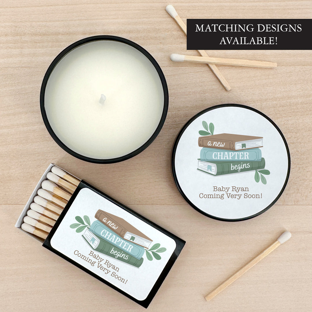 A New Chapter Begins, Book Themed Baby Shower, Baby Shower Candle Favors, 2 oz Lavender Soy Candle