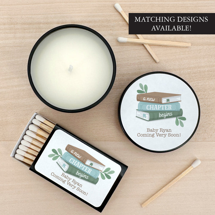 A New Chapter Begins, Book Themed Baby Shower, Baby Shower Candle Favors, 2 oz Lavender Soy Candle