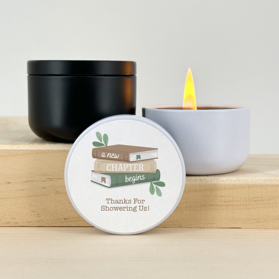 A New Chapter Begins, Book Themed Baby Shower, Baby Shower Candle Favors, 2 oz Lavender Soy Candle