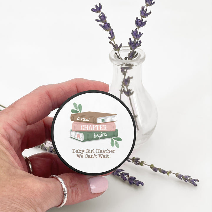 A New Chapter Begins, Book Themed Baby Shower, Baby Shower Candle Favors, 2 oz Lavender Soy Candle