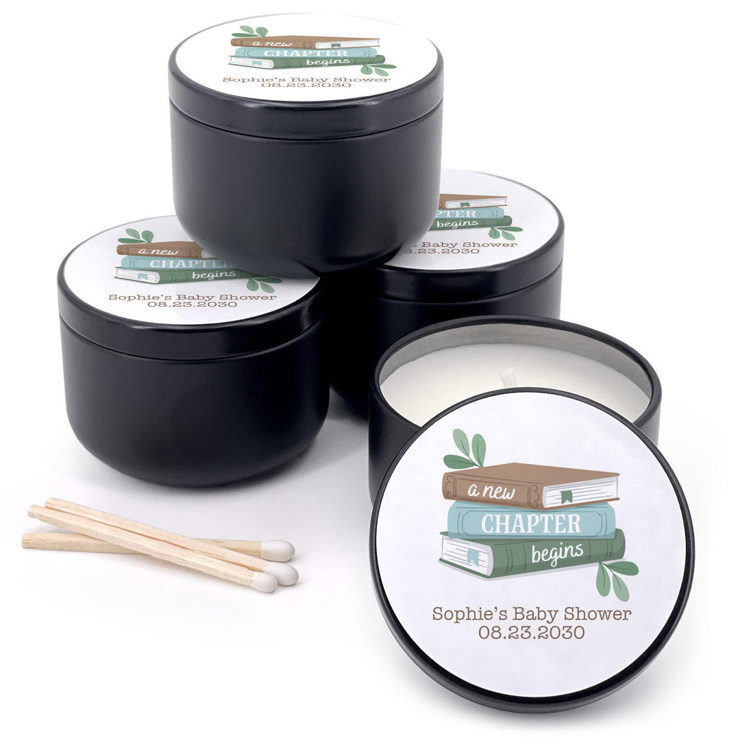 A New Chapter Begins, Book Themed Baby Shower, Baby Shower Candle Favors, 2 oz Lavender Soy Candle
