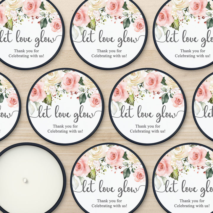 Unique Wedding Favors, Personalized Candles, Pink and White Floral, 2oz Mini Lavender Candles