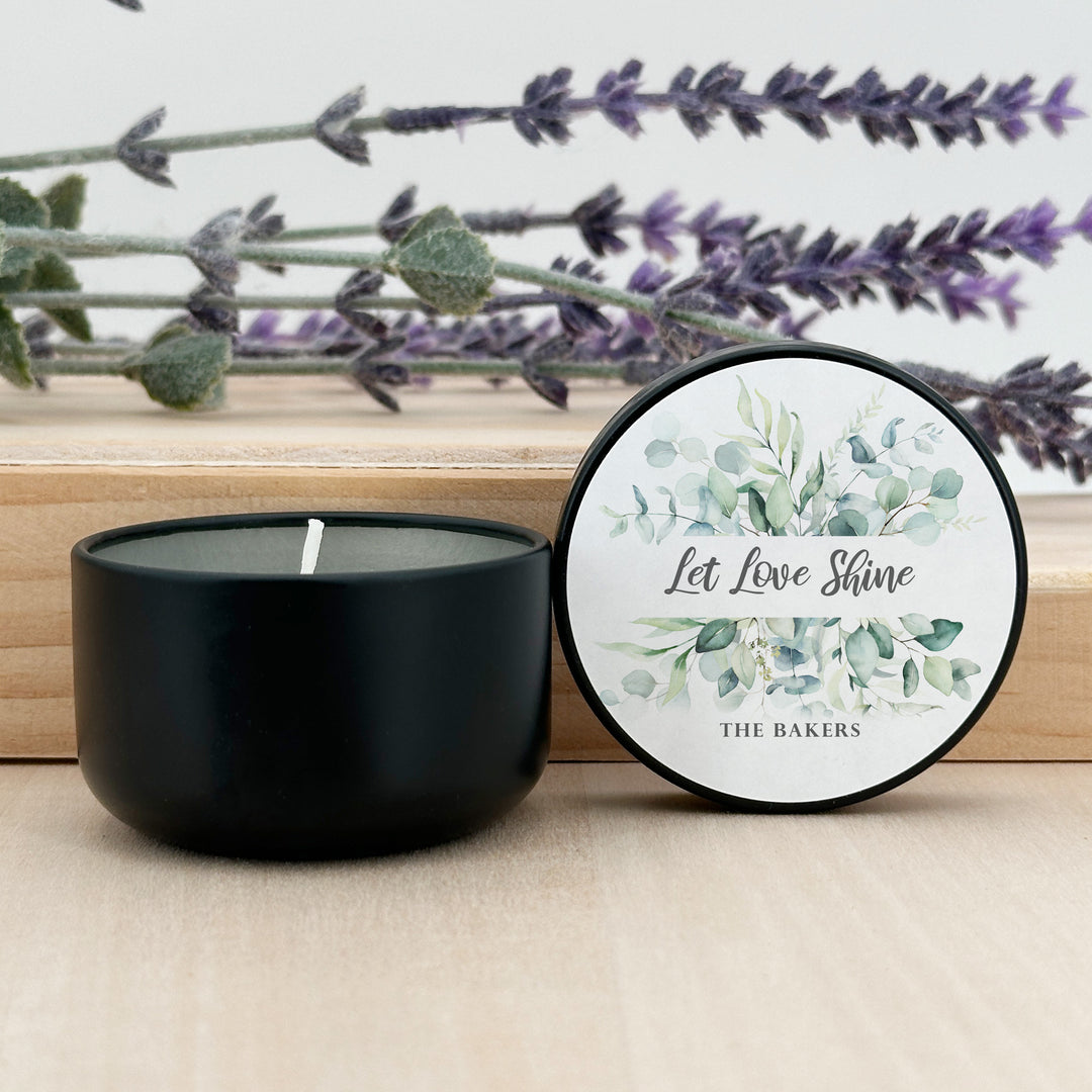 Unique Wedding Favors, Personalized Candles, Custom Candles, Eucalyptus, 2oz Mini Lavender Candles