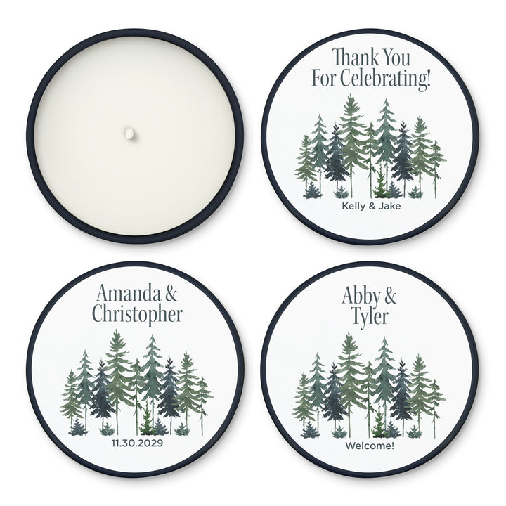 Watercolor Pine Trees 2oz Mini Lavender Candles